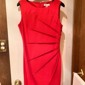 Red Calvin Klein Sheath Work Dress
